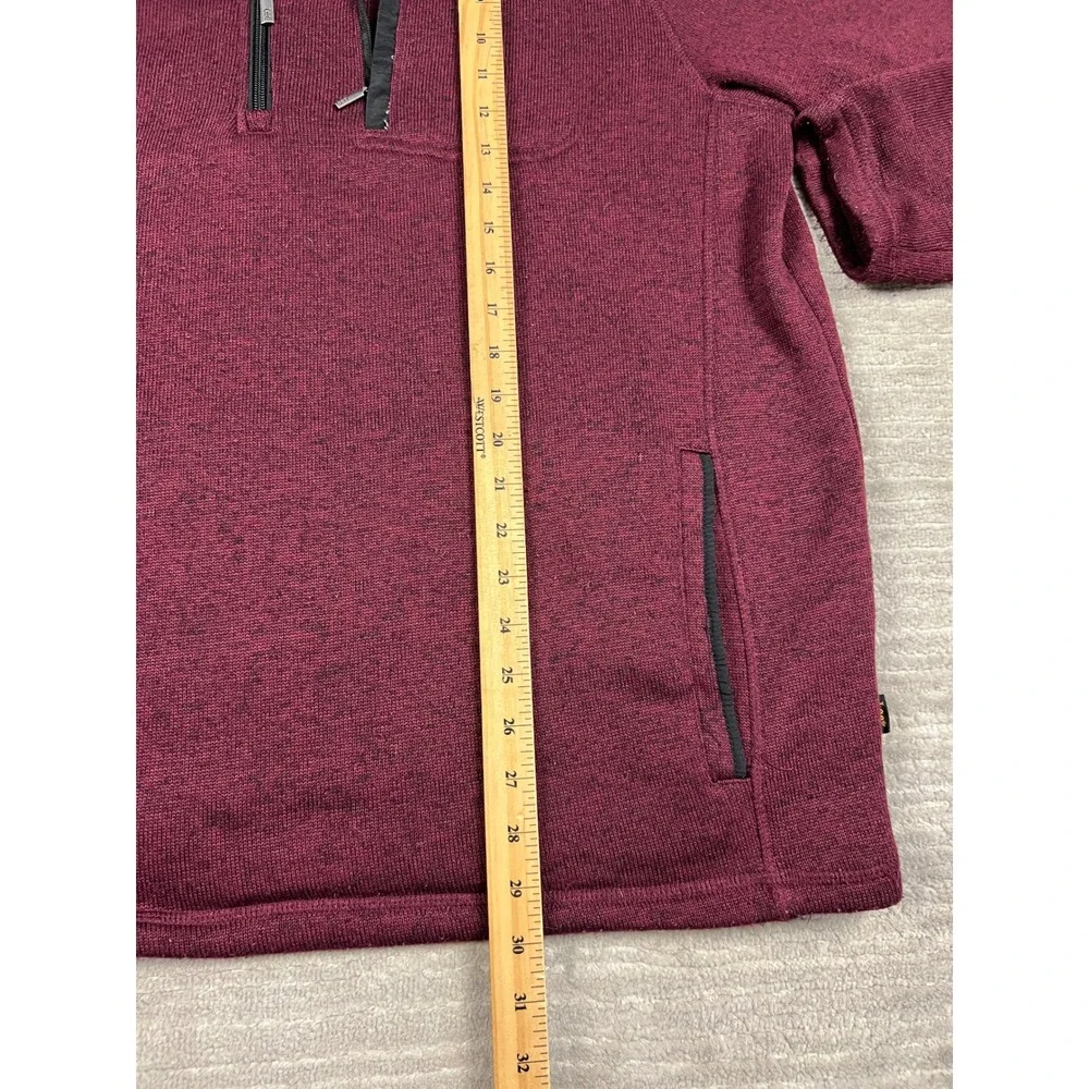 Lee Pullover Mens XXL Burgundy Heather Quarter Zip Sherpa Collar Fleece Sweater